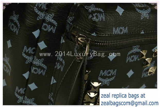 High Quality Replica MCM Stark Backpack Jumbo in Calf Leather 8100 Black - Click Image to Close